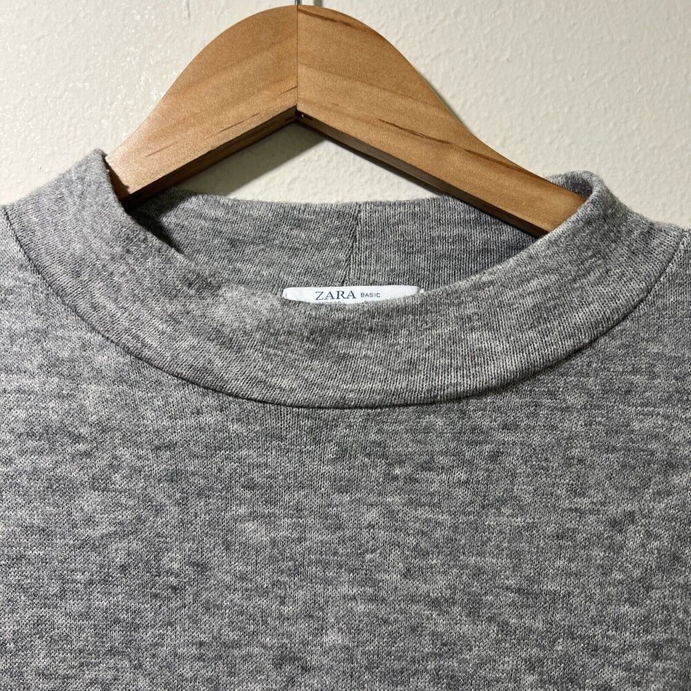 ZARA Gray Sweater Dress Long Sleeve Mock Quiet Luxury Boho Medium Wool Blend - Picture 3 of 5